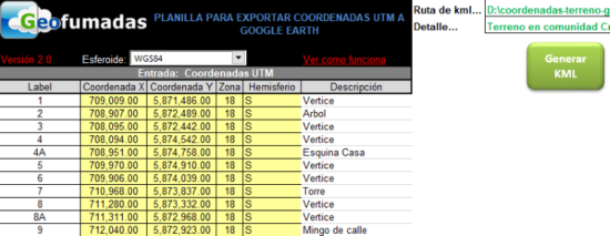 ZC-054 Plantilla Excel para generar un archivo kml a partir de coordenadas UTM - Image 3